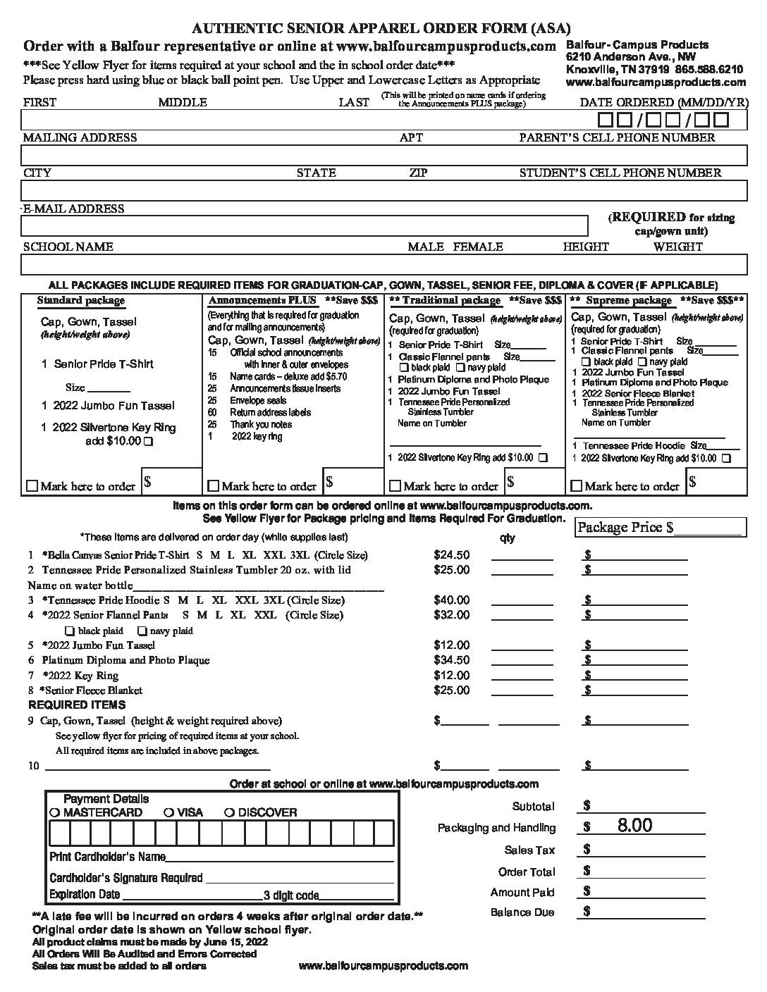 Balfour Campus Products Knoxville